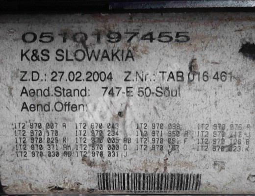 Блок предохранителей Volkswagen Touran I (1T) 2003-2006  Volkswagen Touran Touran I (1T) 2003-2006