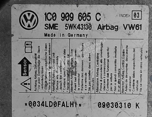 Блок AirBag Volkswagen Passat B5+ (3B) 2000-2005 рестайлинг  Volkswagen Passat Passat B5+ (3B) 2000-2005 рестайлинг
