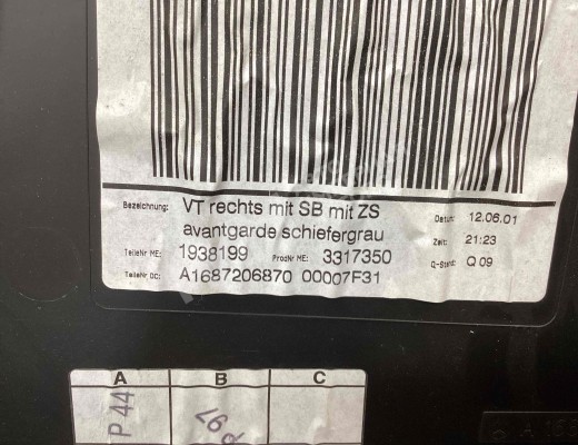 Обшивка двери передней правой (дверная карта) Mercedes A (W168) 1997-2004  Mercedes A A (W168) 1997-2004