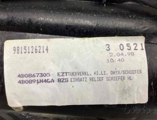 Обшивка двери задней левой (дверная карта) Audi A6 C5 (4B) 1997-2001  Audi A6 A6 C5 (4B) 1997-2001