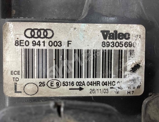 Фара левая Audi A4 B6 (8EC, 8E5) 2000-2004  Audi A4 A4 B6 (8EC, 8E5) 2000-2004