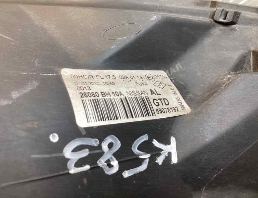 Фара левая Nissan Note (E11) 2008-2013 рестайлинг  Nissan Note Note (E11) 2008-2013 рестайлинг